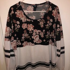 Long Sleeve Half Floral Shirt